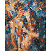 Painting by Numbers Nude Loving Couple Colorful