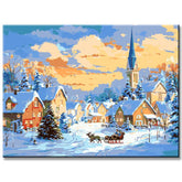 Painting by Numbers Village in Winter