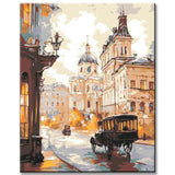 Painting by Numbers Horse-Drawn Carriage in The Rain of Russia