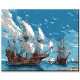 Painting by Numbers Sailing Ship in The Harbor
