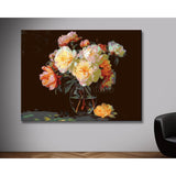 Painting by Numbers White Pink Bouquet of Flowers