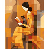 Painting by Numbers Pictures Woman with Cat Abstract