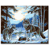 Painting by Numbers Wolf Pack in The Fir forest