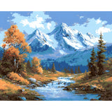 Painting by Numbers Landscape Mountain Stream in Front of Mountains