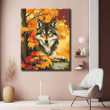 Painting by Numbers Animals Wolf in Autumn Leaves