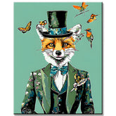 Painting by Numbers Funny Animals Fox with Top Hat