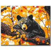 Paint by Numbers Animal Art Brown Bear in Autumn Forest