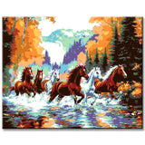 Paint by Numbers Animal Art Horses in Water