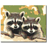 Paint by Numbers Animal Art Raccoon Couple Portrait