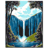 Paint by Numbers Landscape Mountain Waterfall
