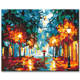 Painting by Numbers Pictures Alley of Lights in The Rain