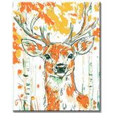 Painting by Numbers Deer in The Colorful forest of Leaves
