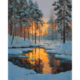 Painting by Numbers Pictures Winter Landscape in The Morning