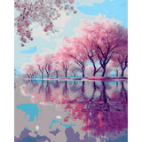 Painting by Numbers Pictures Pink Trees Reflection