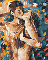 Painting by Numbers Nude Loving Couple Colorful