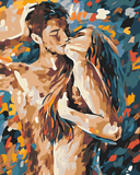 Painting by Numbers Nude Loving Couple Colorful