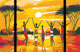 Painting by Numbers Africa Village in Steppe- 3-Panel (Triptych)
