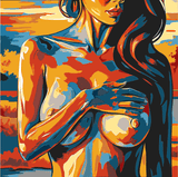 Painting by Numbers Nude Woman Covered Breast