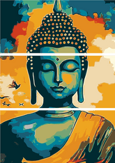Sleeping Buddha Painting Art- 3-Panel (Triptych)