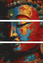 Painting by Numbers Buddha Southeast Asia Colored 3-Panel (Triptych)
