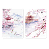 Painting by Numbers Blooming Garden with PaviIlion in China 2-Panel