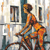 Painting by Numbers Modern Art Woman on Bicycle