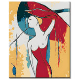 Paint by Numbers Modern Art Woman in Red Dress