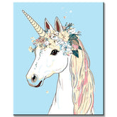 Paint-by-Numbers Unicorn with Flowers