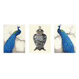 Paint by Numbers Adults Blue Peacock with DecoratIVe Vase Triptych