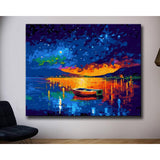 Painting by Numbers Boat on The Lake Abstract
