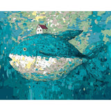 Paint by Numbers for Adults Animals Blue Fish