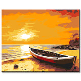 Painting by Numbers for Adults Rowing Boat on The Beach