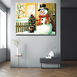 Painting by Numbers Pictures of Snowman in Front of The Door