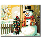Painting by Numbers Pictures of Snowman in Front of The Door
