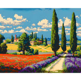 Painting by Numbers for Adults Pine Trees and Lavender Field