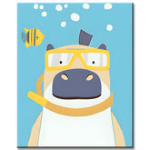 Paint by Numbers for Kids Animals Hippo with Diving Goggles