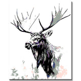 Paint by Numbers for Adults Animals Moose Gray