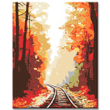 Pictures Painting by Numbers Train Track in Autumn