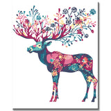 Paint by Numbers for Adults Animals Moose Flowers