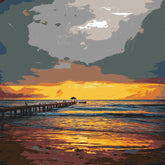 Painting by Numbers Sunset Beach Black White