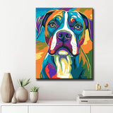 Painting by Numbers Dog Boxer Rainbow Colorful