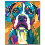Painting by Numbers Dog Boxer Rainbow Colorful