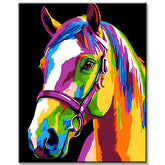 Painting by Numbers Horse Rainbow Colorful