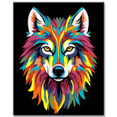 Painting by Numbers Wolf Rainbow Colorful