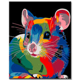 Paint by Numbers Mouse in Rainbow Colors Animal Art
