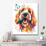 Painting by Numbers Dog Bobtail in Rainbow Colors