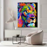 Paint by Numbers Male Lion in Rainbow Colors Animal Art