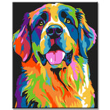 Painting by Numbers Saint Bernard Dog in Rainbow Colors