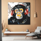 Painting by Numbers Monkey Listening To Music Modern Animal Art