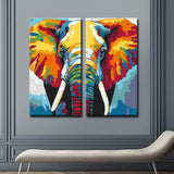 Paint by Numbers Large Elephant Portrait Modern Animal Art 2 Panel (Duo)